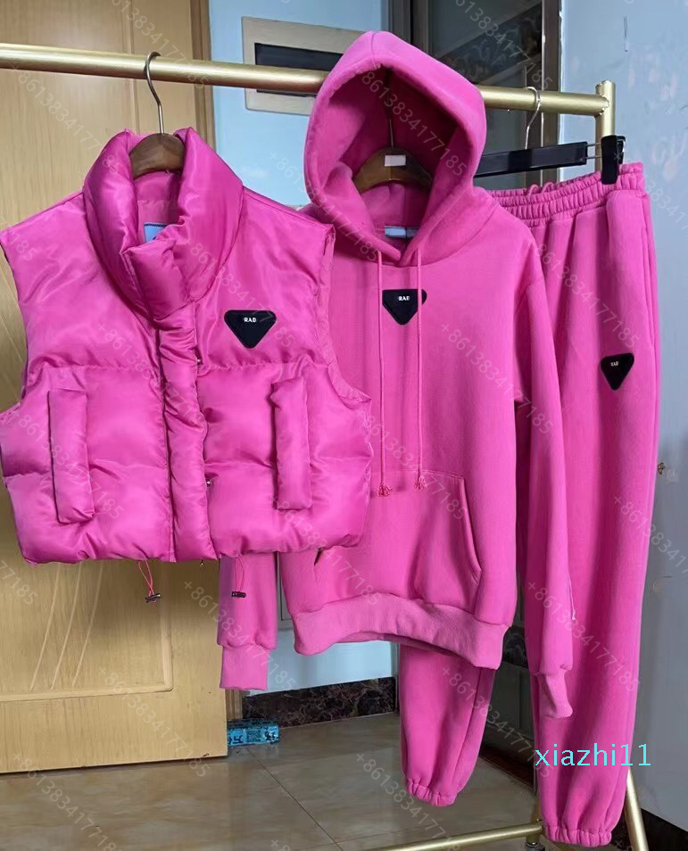 

2021ss winter brand women Tracksuit hoodies pants down vest 3-piece logo fashion designer sports set long sleeve running fitness female