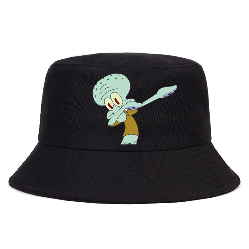 

2021 New Fashion cartoon Octopus print Bucket Hat Men Women outdoor travel Sun Cap Hip Hop Gorros Panama Fisherman Hat, White octopus