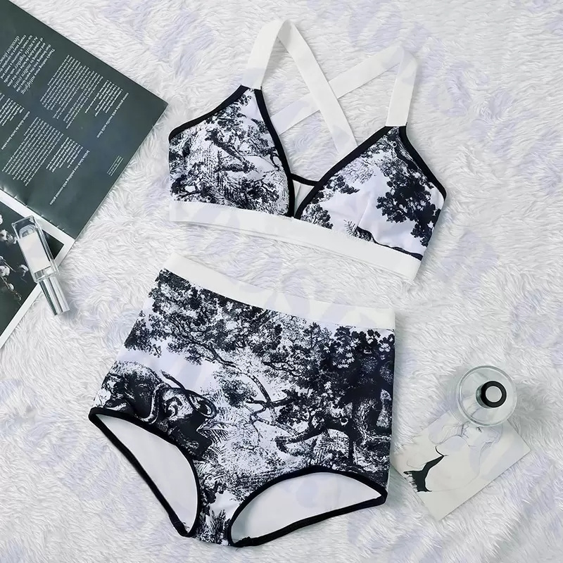 

Retro Print Swimsuits Bikini Set Sexy Pattern Women Triangle Swimwear Textile Outdoor Travel Ladies Swimsuit