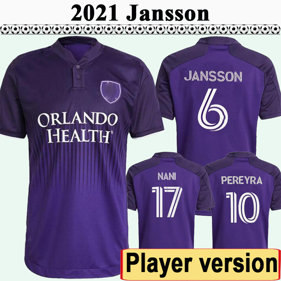 

2021 Player Version MOUTINHO RUAN MUELLRUANER Mens Soccer Jerseys Orlando City AKINDELE NANI JANSSON Home Away White Football Shirt Short, Qy2344 2021 home ml patch