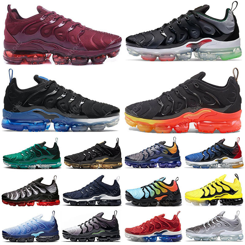 

2021 Fresh tn plus men Running Shoes Black Royal Blue Atlanta Light Bone Metallic Gold Hyper Violet Lemon Lime Wine women sports outdoor mens trainers sneakers, Firecracke