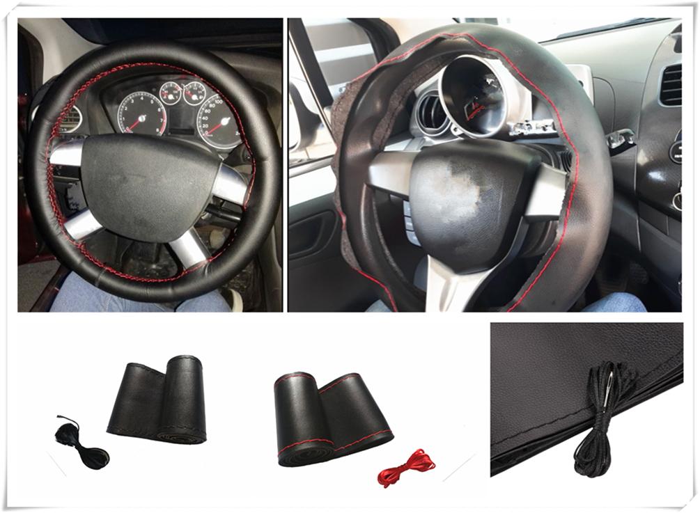 

Steering Wheel Covers Auto 38CM DIY Car Cover Soft Leather Braided Needle Accessories For TEANA QASHQAI BLUEBIRD SUNNY TIIDA