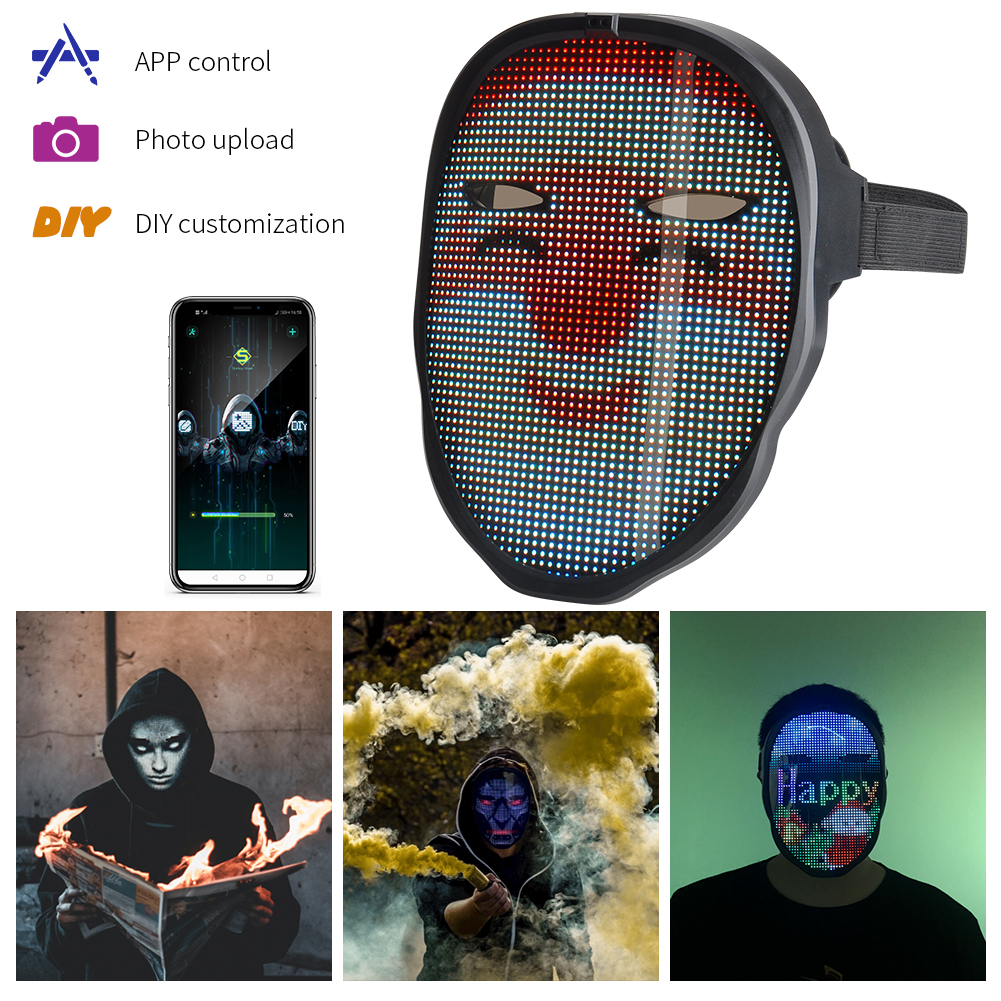 

Funle Original Shining Masks Bluetooth APP displays Change face Mask Programmable DIY Photo Full Color Animation Glowing LED Party Christ