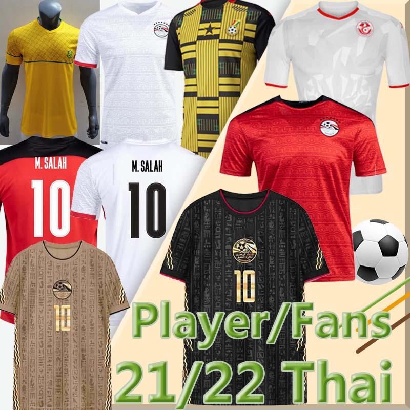 

21/22 Egypt M.SALAH #10 soccer jersey fans player version South Ghana Tunisia African 2021 national team Home Away third Men Kit football sh, Black;yellow