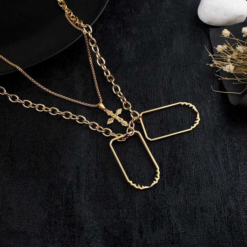 Chains Cross Necklace Christian Jesus Geometry Layered Stainless Steel Products Men Women Jewelry Worship Gifts-image-698358078