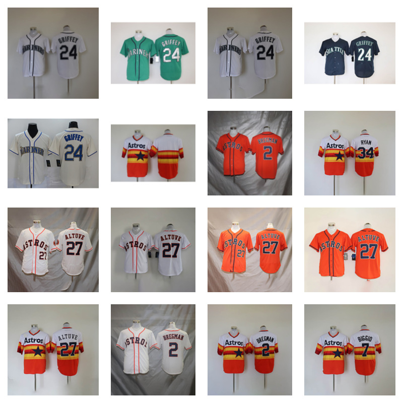 

Baseball uniform 24 Ken Griffey 2 Alex Bregman 27 Jose Altuve 7 Craig Biggio 4 George Springer, As