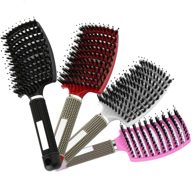 

Women Hair Scalp Massage Comb Bristle Nylon Hairbrush Wet Curly Detangle Hair Brush For Salon Barber Hairdressing Styling Tools