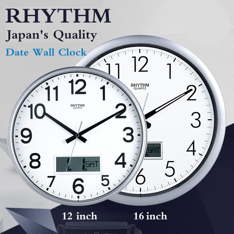 

Wall Clocks RHYTHM 12inch/16inch Simple Circular Clock Calendars Silent Quartz Movement Environmental ABS Frame HD Anti-fog Face