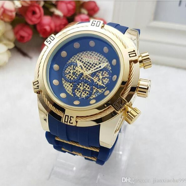 

Dropshipping Top quality swiss cosc INVICTA watch rotating dial outdoor sports Chronograph Luminous Men's Silicone belt Multifunction L, Slivery;brown