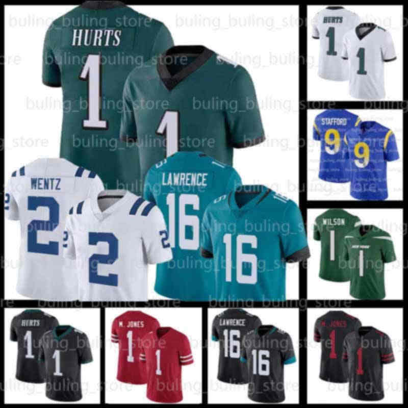 

1 Jalen Hurts Jersey 2 Carson Wentz 16 Trevor Lawrence Justin Fields 9 Matthew Stafford Philadelphia Eagles San Francisco 49ers, Black;red