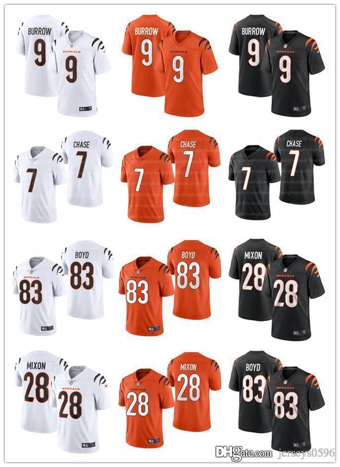 

Men Women Youth 9 Joe Burrow 7 Ja'Marr Chase 28 Joe Mixon 83 Tyler Boyd 85 Tee Higgins Football Jerseys, Black;red