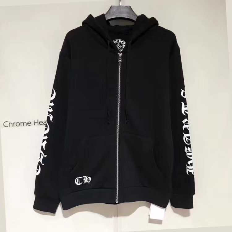 

Chome heartFashion brand ch sweater men's and women's same print horse hair loose Sanskrit crosin Hooded Jacket couple's casual wear, Black