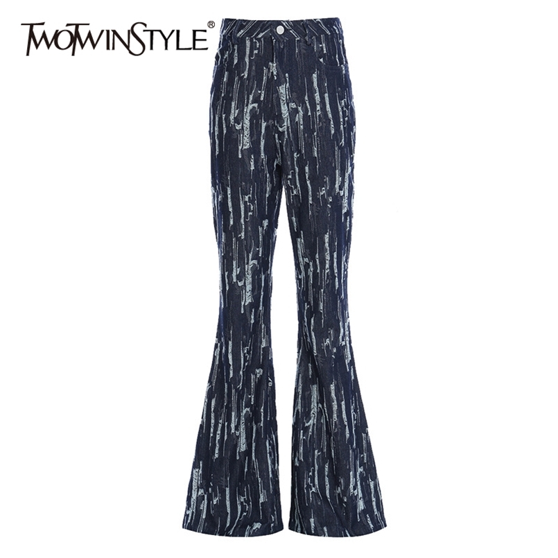 

Patchwork Hole Denim Pants For Women High Waist Plus Size Casual Flare Jeans Female Autumn Fashion Style 210521, Light blue