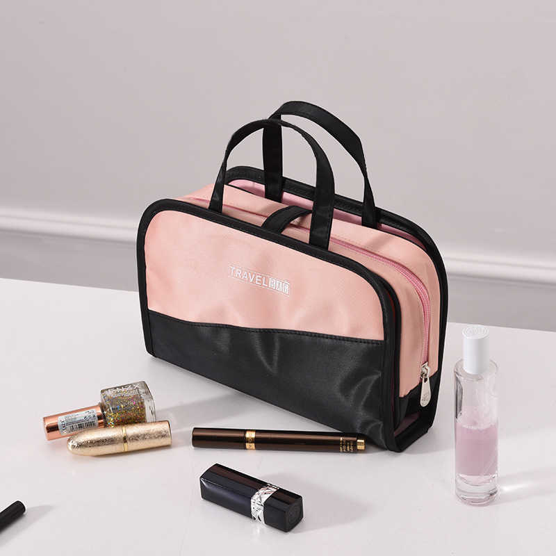 

New tiktok cosmetics bag two piece washroom bag PVC bag, vibrato, Powder with black