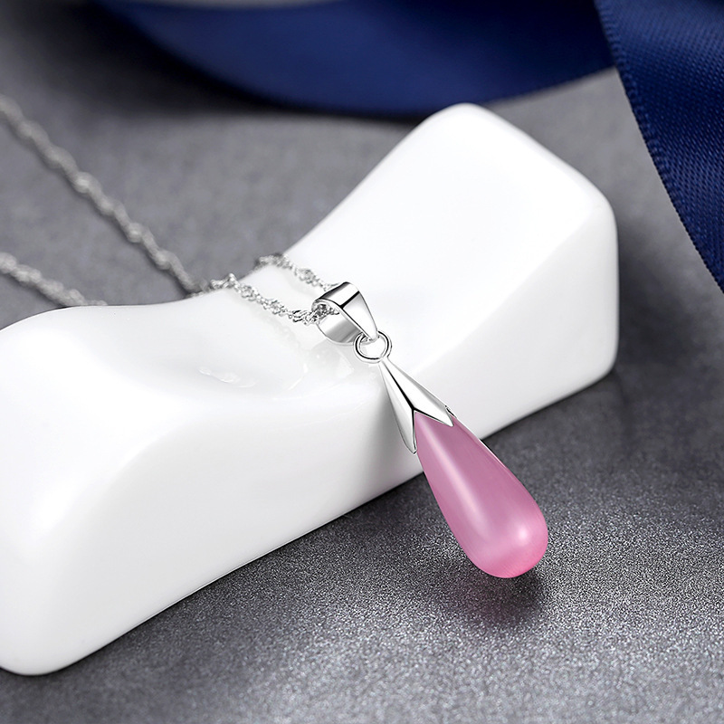 

925 sterling silver new drop female models opal pendant Moonstone wild fashioncute retro jewelry factory wholesale super flash 1196 T2