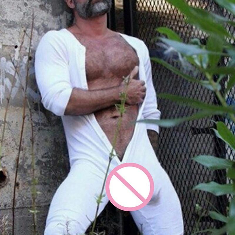 

Men' Tracksuits One-piece Home Pajamas Open Files Jumpsuit Long Sleeve Buttons Fitness 2021 Sexy Homewear Romper Men Sleepwear Set, Blue