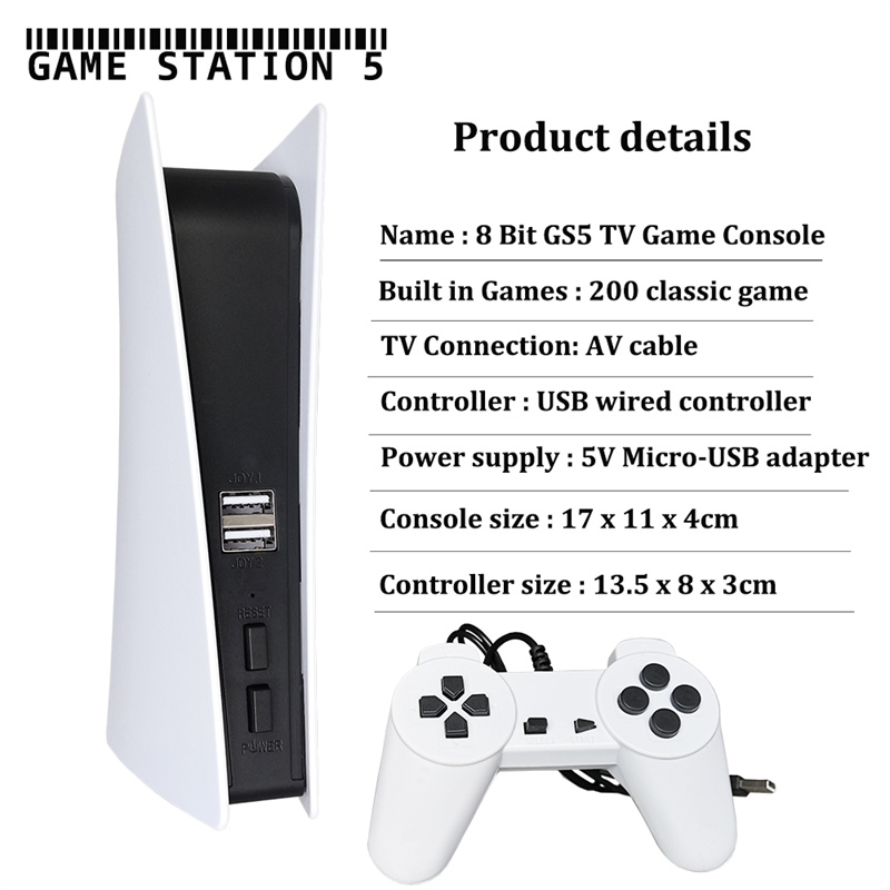 

Game Station 5 USB Wired Video Console With 200 Classic Games 8 Bit GS5 TV Consola Retro Handheld Game Player AV Output