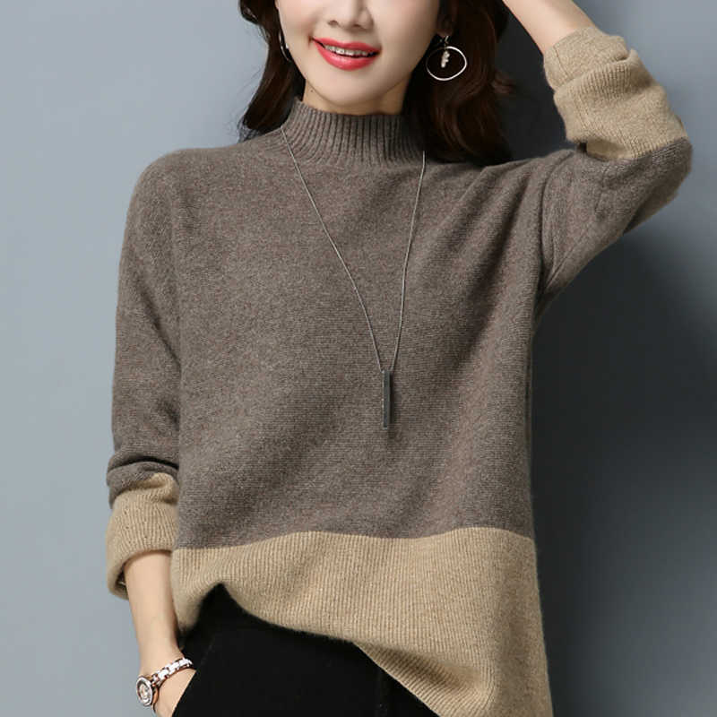 

Winter Clothes Women Sweaters For Autumn Long Sleeve Turtleneck Knitted Pullover D712 210602, Caramel