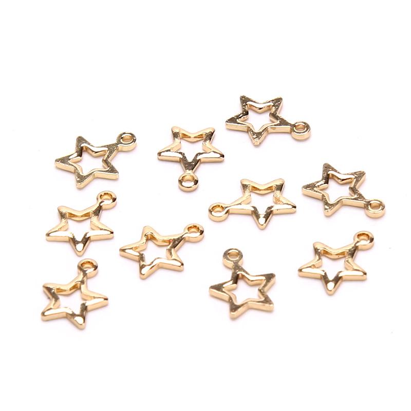 

Charms Women Gold Copper Hollow Bead Star Pendant DIY Crafts Necklaces Bracelets Jewelry Accessories, Bronze;silver