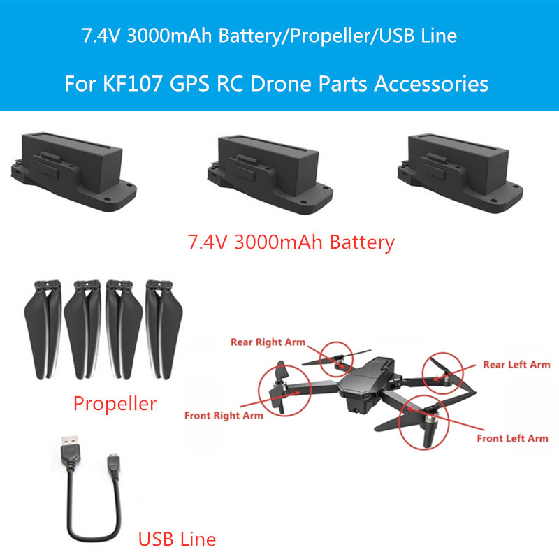 

7.4V 3000MAH Battery/Propeller/Charger/Arm And Motor For KF107 GPS 4K WIFI FPV RC Drone KF107 Parts Blades KF107 Accessories