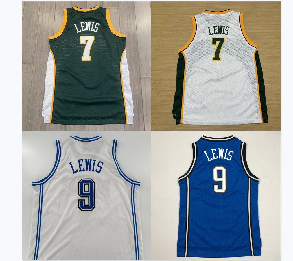 

College Basketball Jerseys #7 RASHARD LEWIS jersey retro wears throwback white green blue Mens Stitches Custom big size -5XL