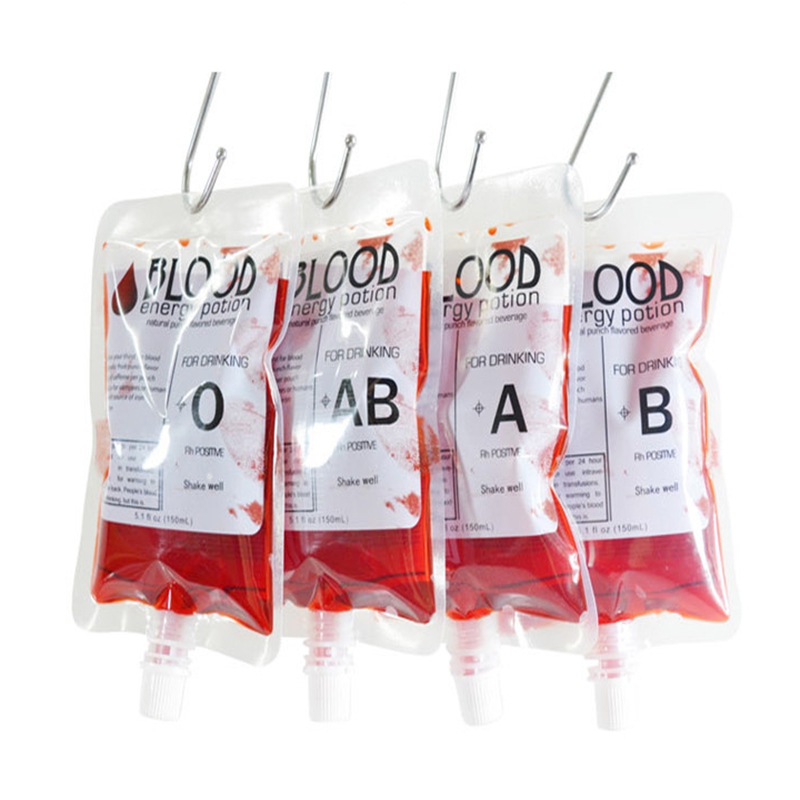 

150ml Safety Juice Energy Drink Bag Transparent Leak Proof Vampires Blood Bags For Halloween Event Party Pouch