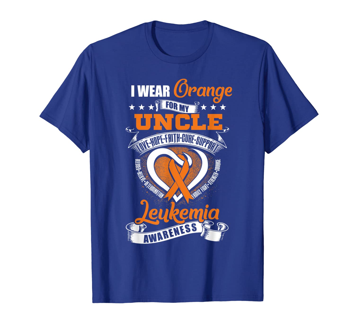 

I Wear Orange For My Uncle Leukemia Awareness Gift Shirt, White;black