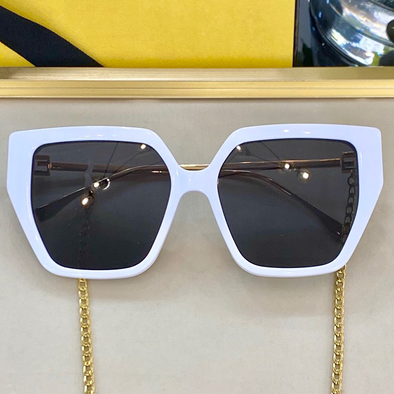 

Top quality sunglasses 40012 fashion classic casual all-match men and women metal temples with gold silver chain travel vacation UV400 protective belt box