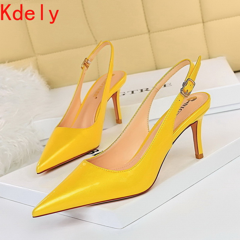 

Sandals Summer Women's Woman High Heels Shoes Sexy Low Heel Black Red Green Wedding Pumps GGI3, Pink 9.5cm