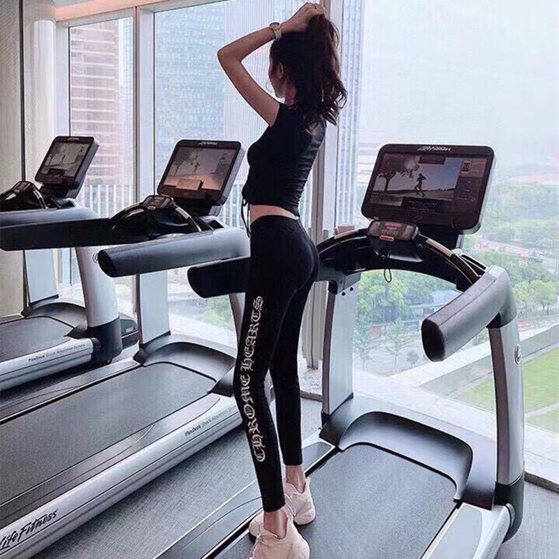 

21s spring and summer new fashion ch Hearts Chrome Heart crosin print soft and comfortable show high show thin Leggings women's fashion, Black