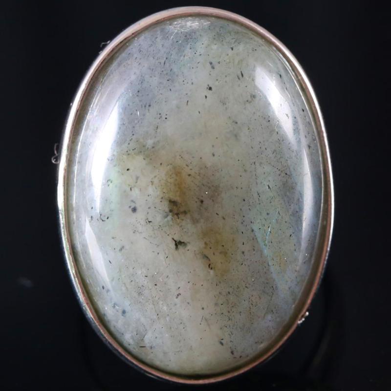 

Cluster Rings 1Pcs Women Men Wedding Ring Jewelry Gift Natural Stone Oval Beads Gray Labradorite Adjustable Finger Z127