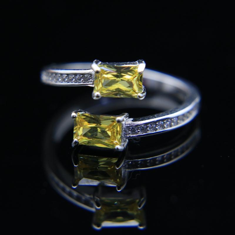 

Cluster Rings LMFALECA 925 Sterling Silver Ring For Women November Birthstone Yellow Zircon Gemstone Open Fine Jewelry Minimalist Gift, Golden;silver