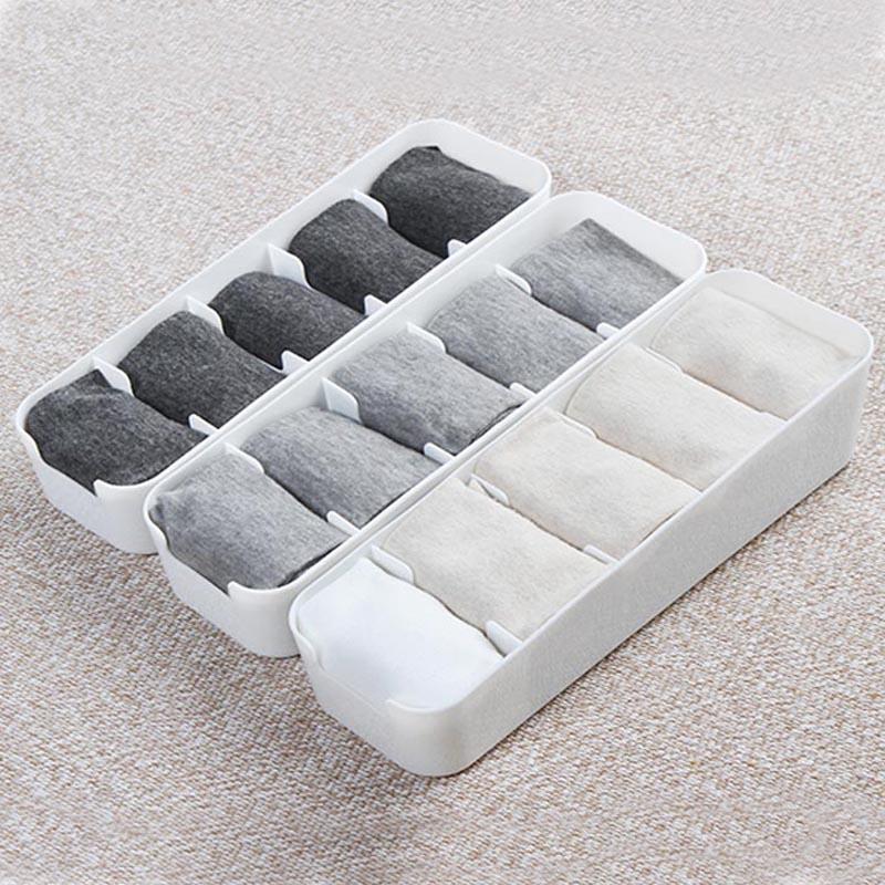 

Storage Boxes & Bins 1pcs Household Socks Briefs Can Be Stacked Trapezoid Plastic Box Desktop Drawer Type 26*5.8*19cm, White