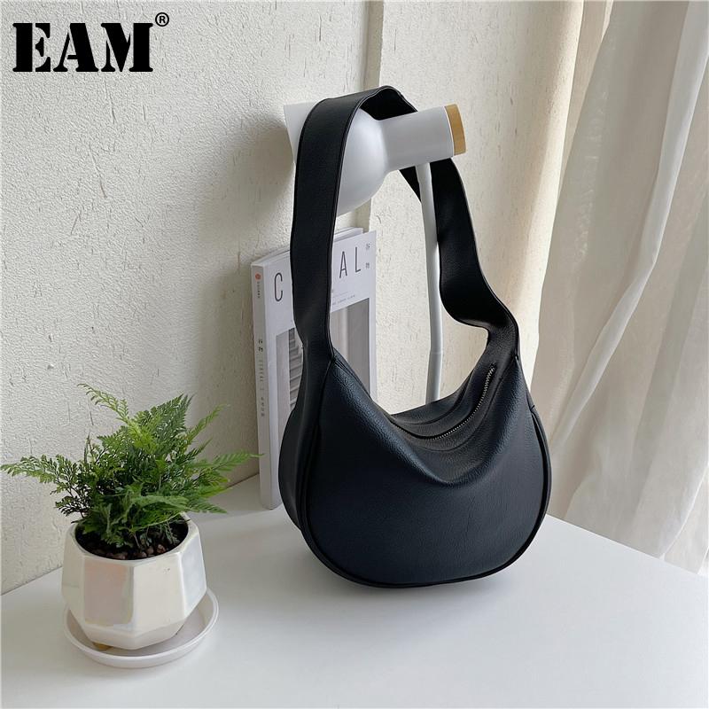 

[EAM] Women Brief Soft Quality PU Leather Flap Personality All-match Crossbody Shoulder Bag Fashion Tide 2021 18A3097 Evening Bags
