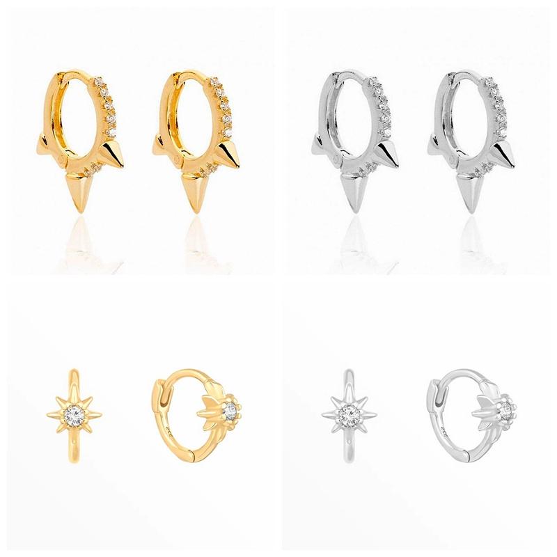 

Hoop & Huggie ROXI Copper Small Zircon Crystals Rivets Anise Star Earrings For Women Girls Summer Jewelry Earring Brincos