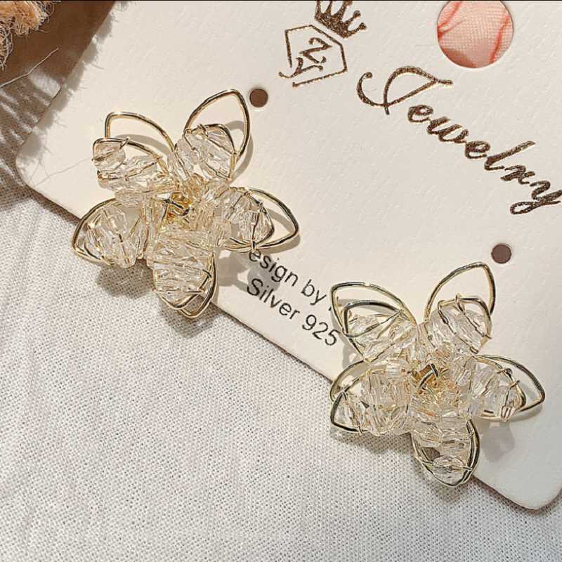 

Stud Colorful L 925 Sterling Silver Simple Fashion Three-dimensional Flower Resin Alloy Material Earrings For Women Jewelry Gift, Golden;silver