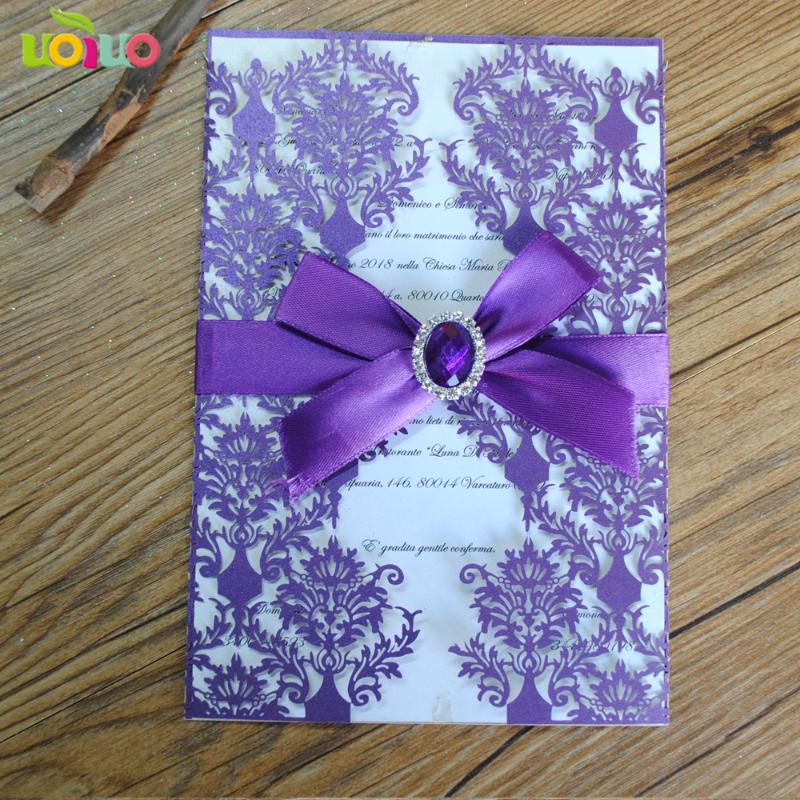 

Greeting Cards DIY Customzied Inc198 Europe Wedding Invitations Card, Lavender Invitation Card Tied Bow,print Insert,envelope