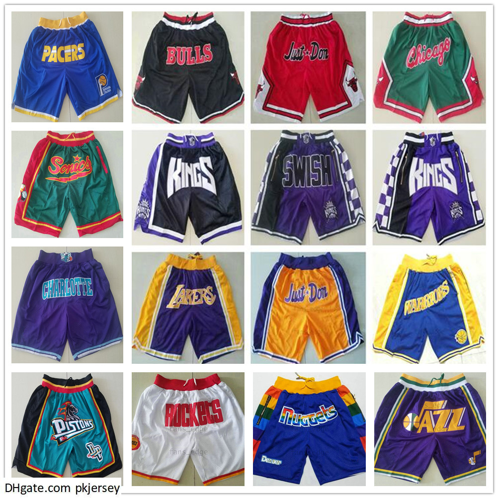 

Just Don Shorts Pant Basketball Short Wholesale Stitched Pocket Retro Vintage Classic Best Quality All Teams Mens Shorts Sizes S M L  XXL, Black