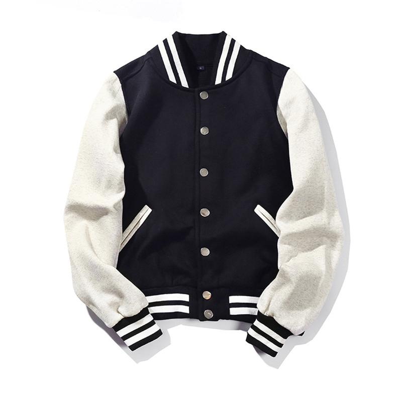 

Men' Jackets MORUANCLE Unisex College Varsity Baseball Solid Color Fashion Letterman Outerwear For Couples Uniform, Black