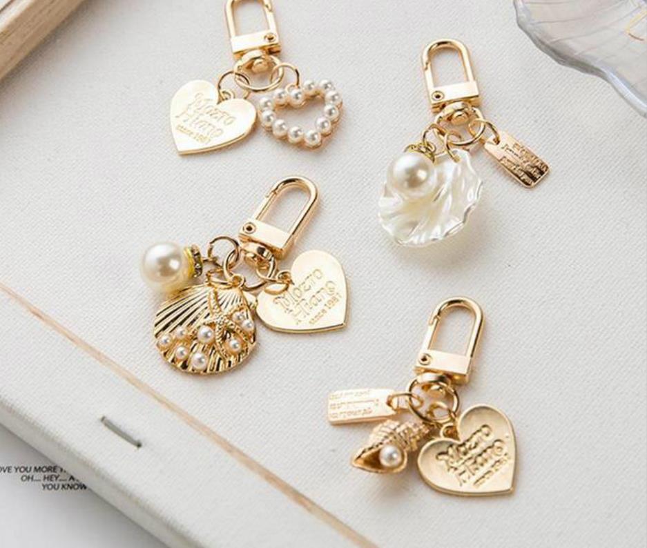 

2021 Gift Party Diy Jewelry Accessories Wholesale Arrival Shell Keychain Cute Heart-shaped Keyring, Silver