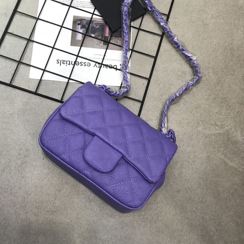 

20C Mini Flap Square Matte Grained Caviar Bags Calfskin Cowhide 21Ss Fashion Crossbody Clutch Pouch Lacquered Metal Famous Desingers Quilted Luxury_handbags, Peach