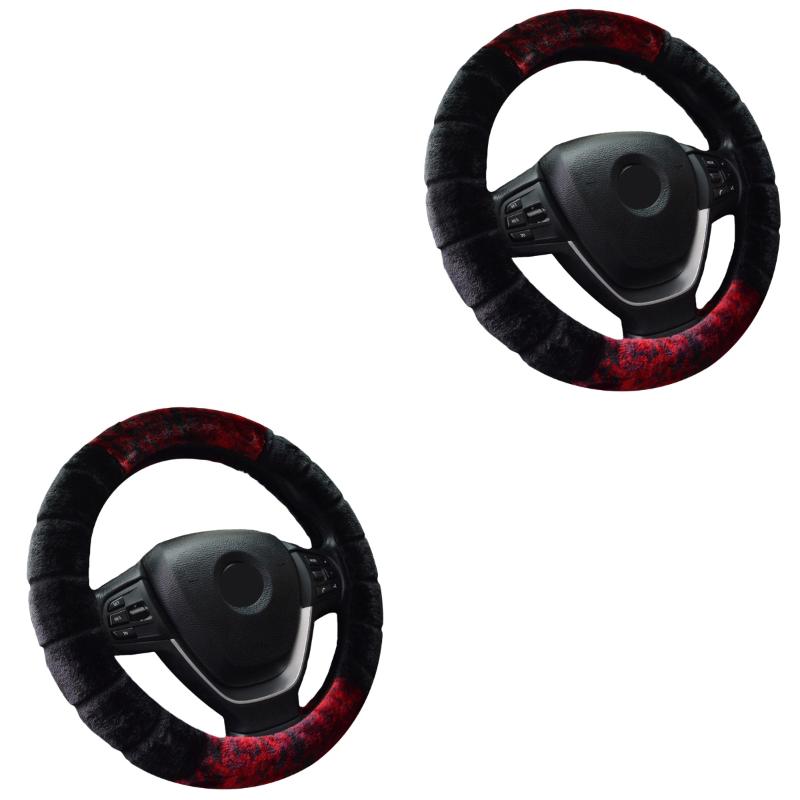 

Steering Wheel Covers 2pcs Inch Warm Auto Car Cover Universal Sleeve Protector(Black)
