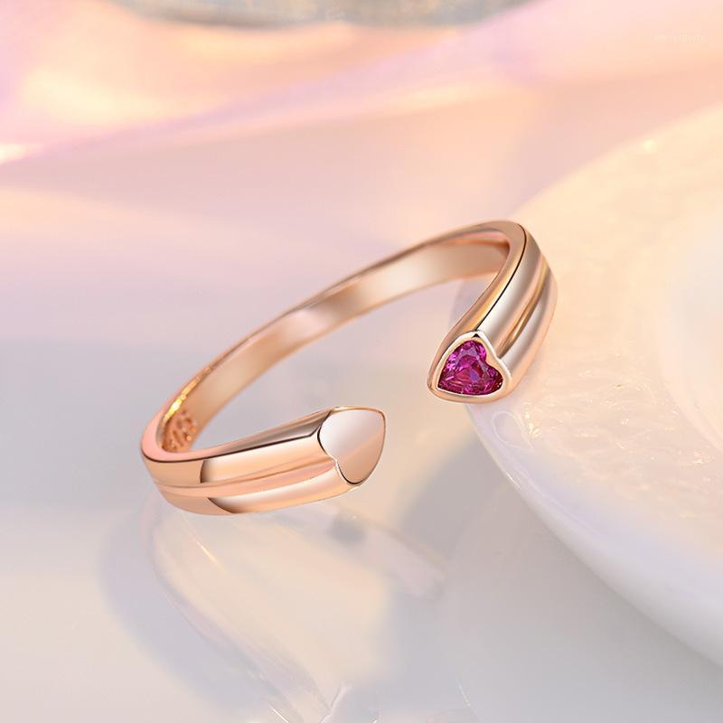 

Wedding Rings Charm Female Crystal Love Heart Ring Rose Gold Silver Color For Women Trendy Zircon Stone Open Engagement1