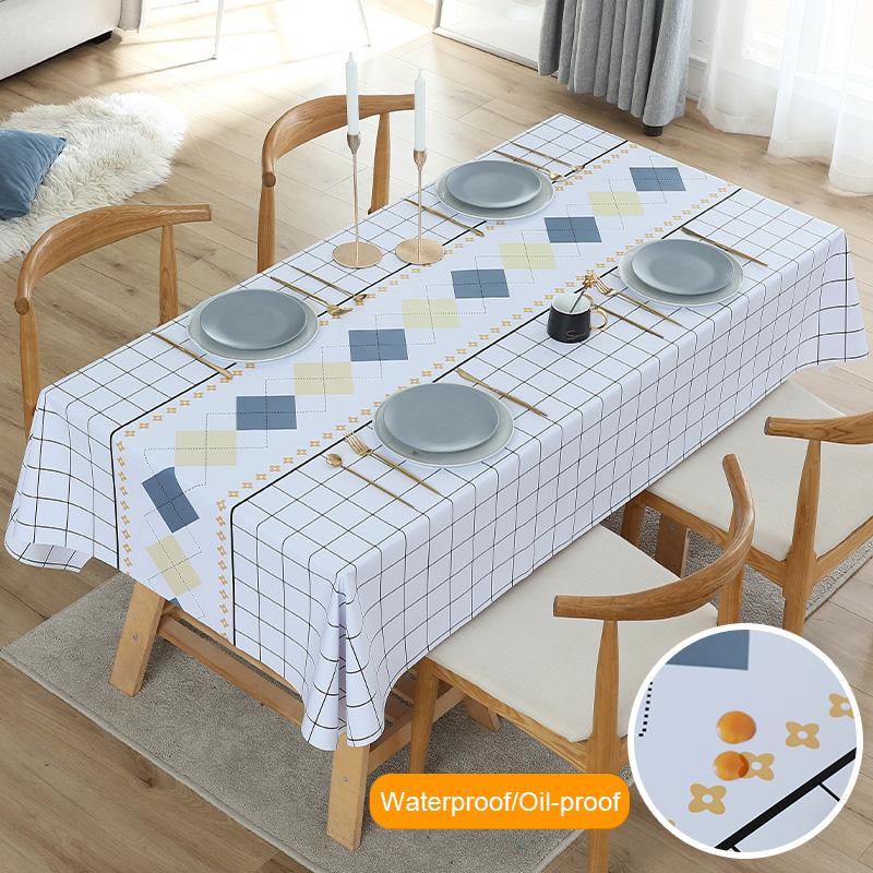 

Table Cloth Nordic Printing Tablecloth Waterproof Oil-Proof And Scald-Proof Disposable PVC Household For Kitchen Tea Mat, White