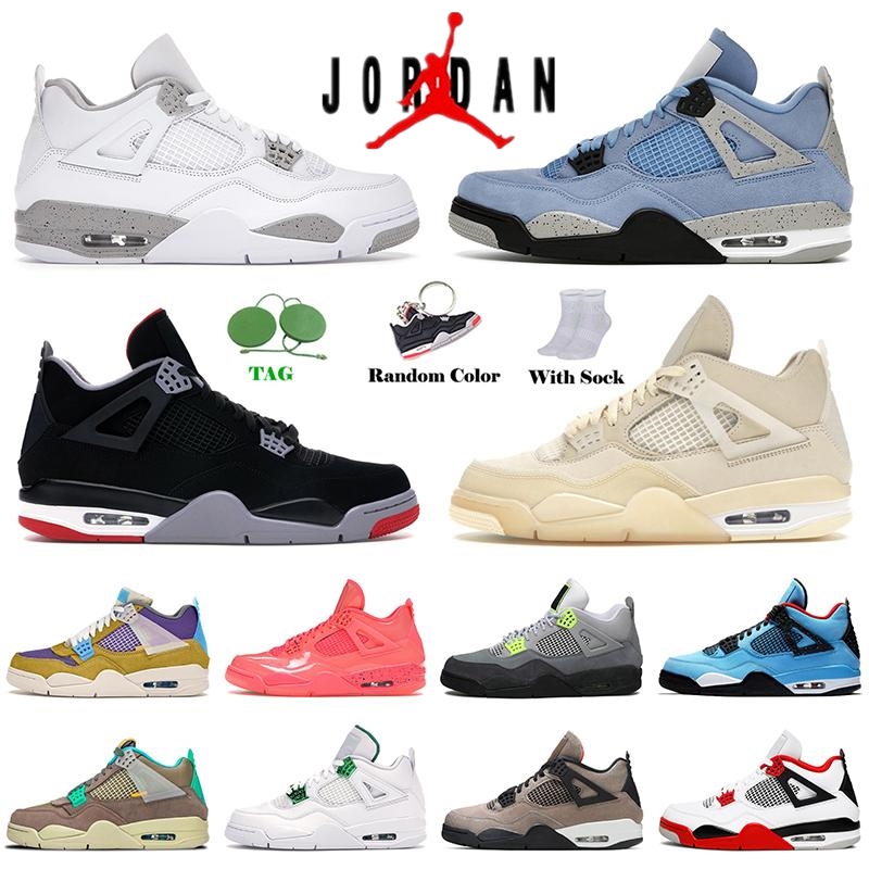 

With Box Jumpman 4 Mens Basketball Shoes Women White Oreo Sail Fire Red 4s Shimmer Bred University Blue Black Cat PSGs Trainers Sports Sneakers Desert Moss Taupe US13, Color#46 fear pack 40-47