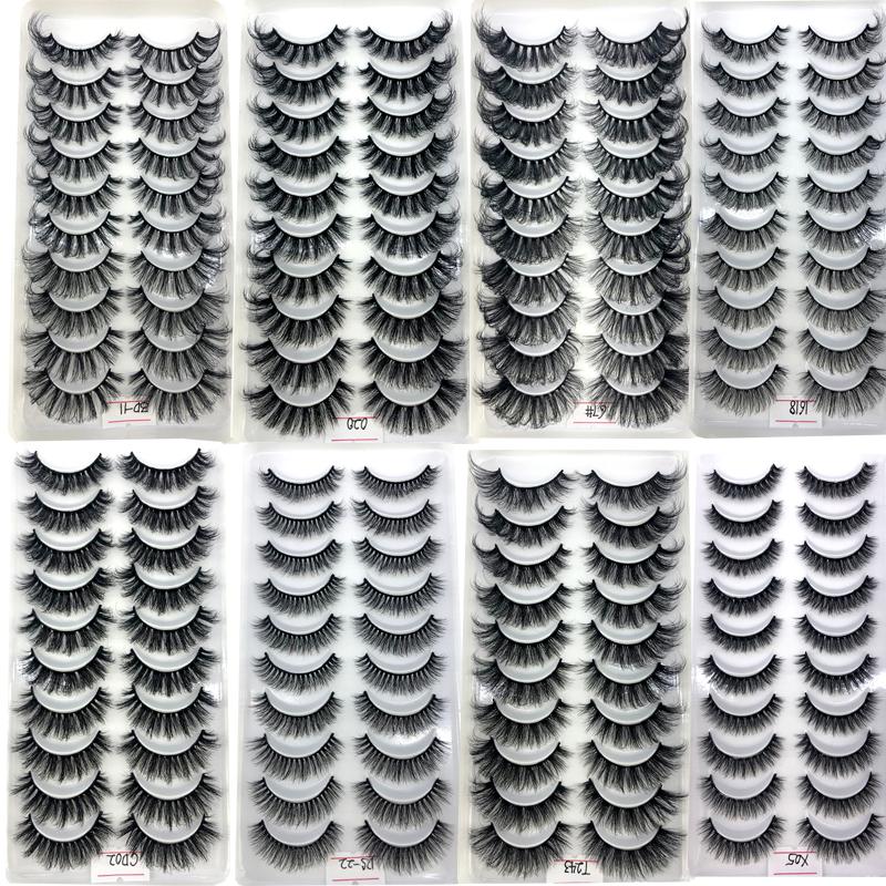 

False Eyelashes 10 Pairs 8-25mm 3d Mink Lashes Bulk Faux With Custom Box Wispy Natural Pack Short Wholesales