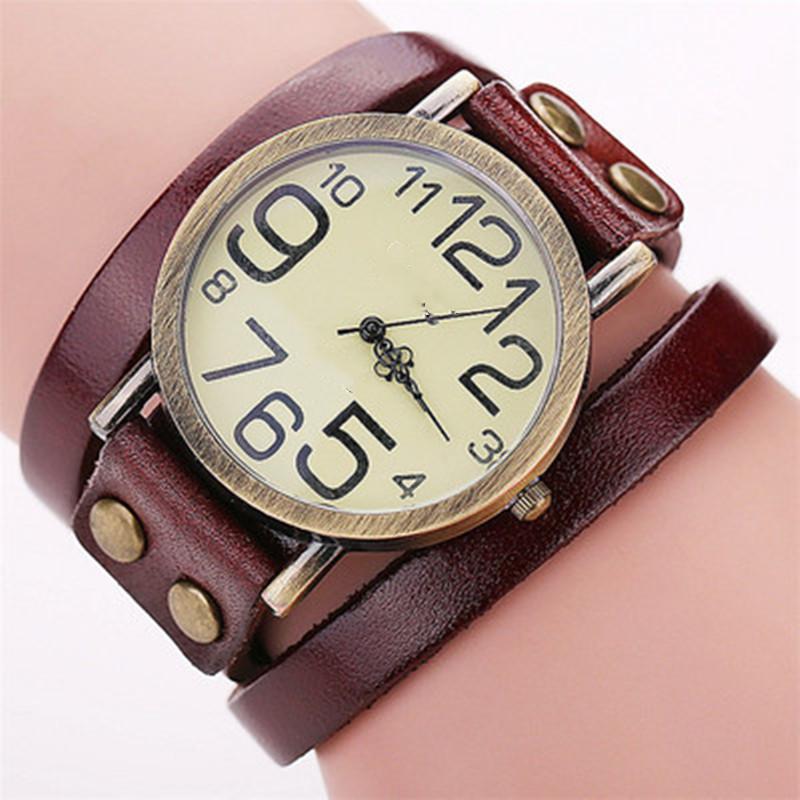

Wristwatches Vintage Cow Leather Bracelet Watch Women Bamboo Women's Classic 2021