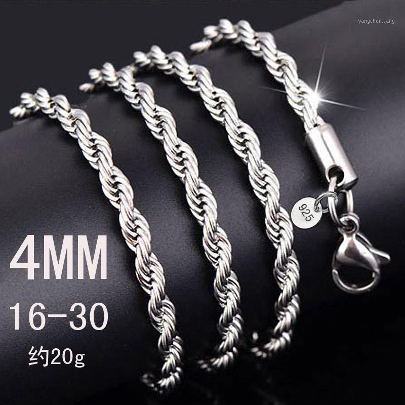 

4mm Rope Necklace For Women Jewelry Korean Silver Color Chain Choker Colar Necklaces & Pendants Charms Jewellery A96 Chains