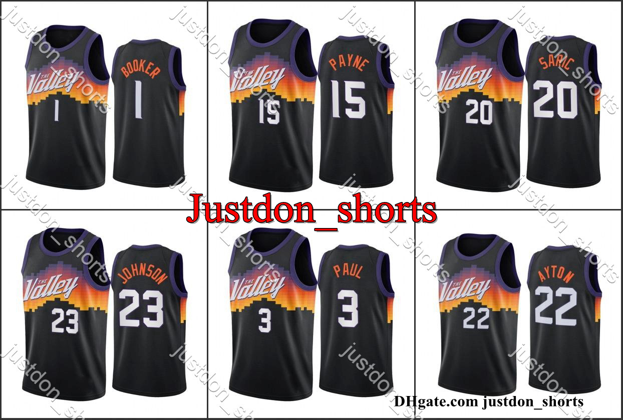 

Men Devin Booker Chris Paul Deandre Ayton Cameron Payne City Black Edition The Valley Hardwoods Classics Basketball Jerseys Shirts, Shows