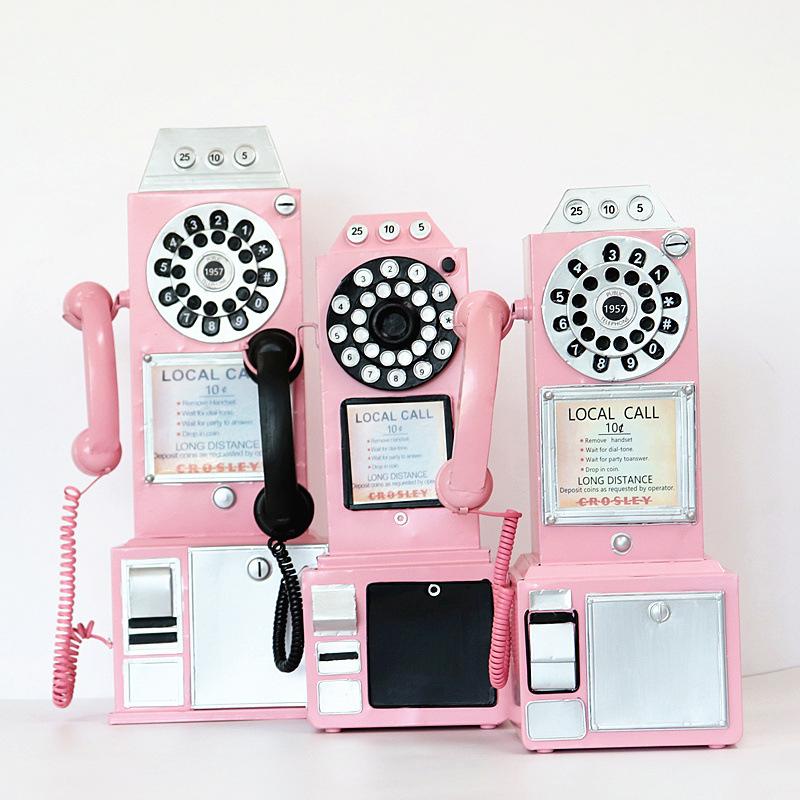 

Handmade Retro Make Old Telephone Model Bar Cafe Wall Hanging Creative Pography Props Home Furnishing Nordic Style Decorative Objects & Figu